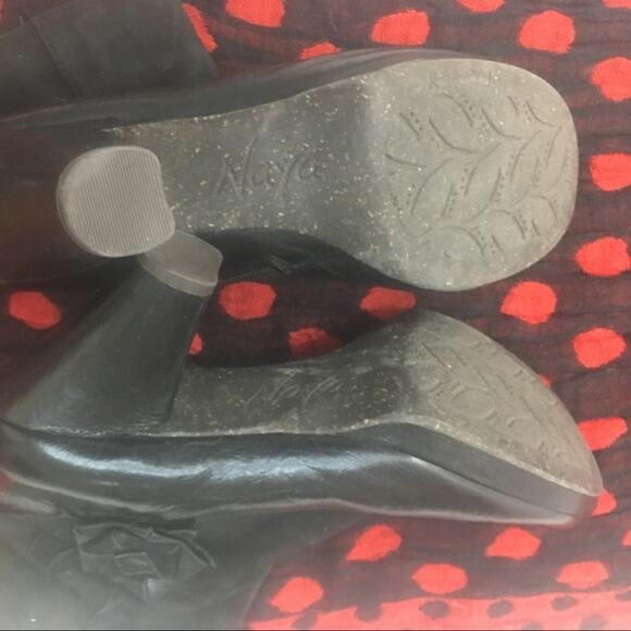 Naya Breeze Black Leather Floral Zip Up Block Heel Ankle Boots  9m - Picture 6 of 6